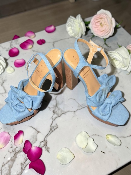 LC Lauren Conrad Shoes - LAUREN CONRAD Blue Bow Cork Heels Size 8